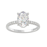 14K WHITE GOLD 2 1/5CT ROUND/OVAL DIAMOND LADIES RING (CENTER STONE OVAL DIAMOND 2CT)