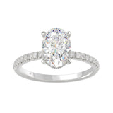 14K WHITE GOLD 2 1/5CT ROUND/OVAL DIAMOND LADIES RING (CENTER STONE OVAL DIAMOND 2CT)