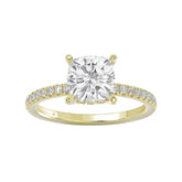 14K YELLOW GOLD 2 1/4CT ROUND/CUSHION DIAMOND LADIES RING (CENTER STONE CUSHION DIAMOND 2CT)