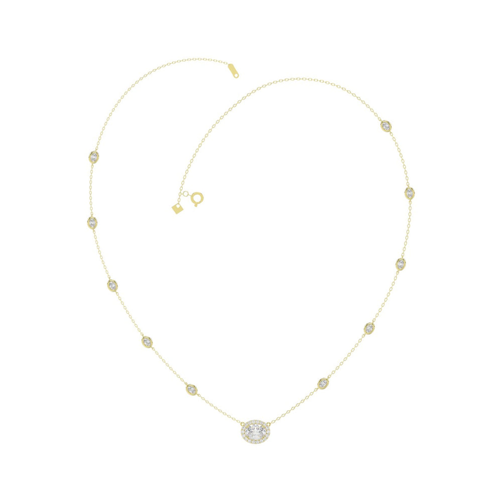 14K YELLOW GOLD 2 1/4CT ROUND/OVAL DIAMOND LADIES NECKLACE
