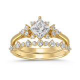 14K YELLOW GOLD 1 1/2CT ROUND DIAMOND LADIES BRIDAL SET (CENTER STONE PRINCESS DIAMOND 1CT)