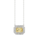 14K WHITE GOLD 1 1/4CT ROUND/YELLOW RADIANT DIAMOND LADIES PENDANT WITH CHAIN
