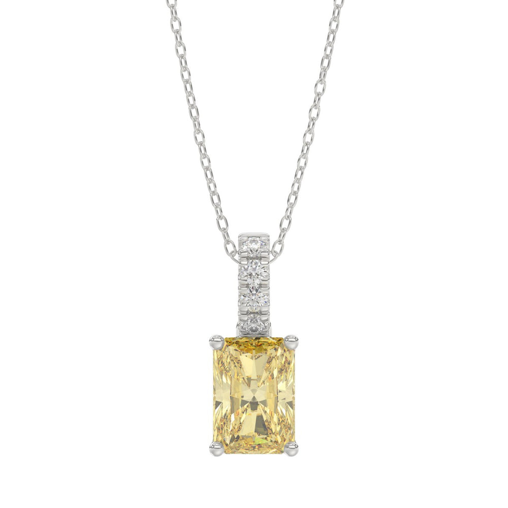 14K WHITE GOLD 1 1/3CT ROUND/RADIANT DIAMOND LADIES PENDANT WITH CHAIN