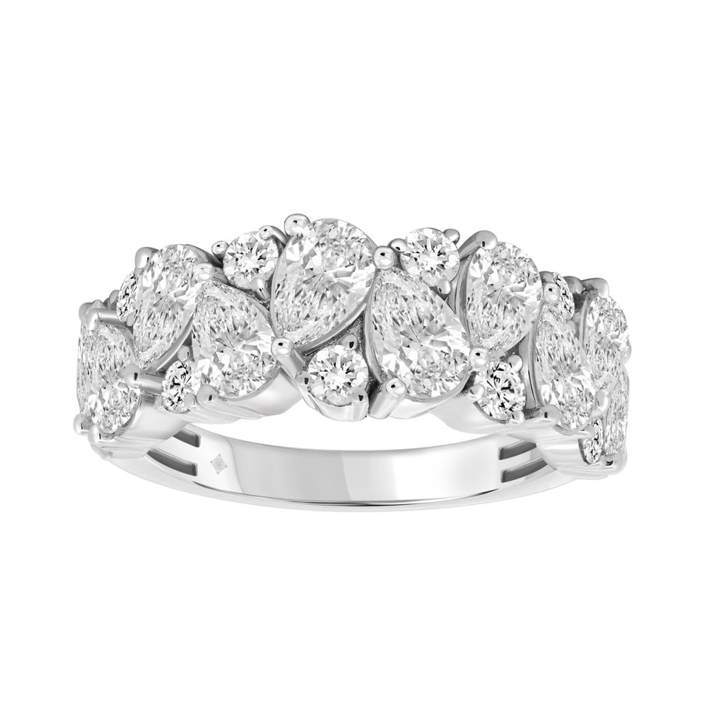 10K WHITE GOLD 3.00CT ROUND/PEAR DIAMOND LADIES RING