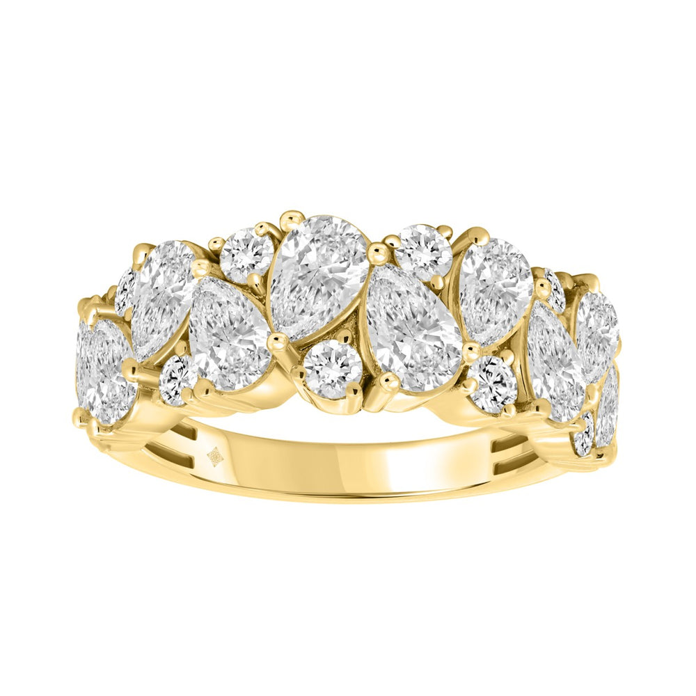 10K YELLOW GOLD 3.00CT ROUND/PEAR DIAMOND LADIES RING