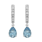 14K WHITE GOLD 2.00CT ROUND/BLUE PEAR DIAMOND LADIES EARRINGS