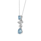 14K WHITE GOLD 2.00CT PEAR/OVAL DIAMOND LADIES PENDANT WITH CHAIN (PEAR BLUE 1.00CT/OVAL DIAMOND 1/2CT)