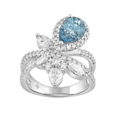 14K WHITE GOLD 3.00CT ROUND/PEAR/MARQUISE DIAMOND LADIES RING (CENTER STONE BLUE PEAR DIAMOND 1 1/2CT)