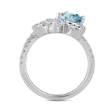 14K WHITE GOLD 3.00CT ROUND/PEAR/MARQUISE DIAMOND LADIES RING (CENTER STONE BLUE PEAR DIAMOND 1 1/2CT)