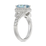 14K WHITE GOLD 2 3/4CT ROUND/BAGUETTE/RADIANT DIAMOND LADIES RING (CENTER STONE BLUE RADIANT DIAMOND 2.00CT)