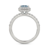 14K WHITE GOLD 1.00CT ROUND/EMERALD DIAMOND LADIES RING (CENTER STONE BLUE EMERALD DIAMOND 3.00CT)