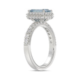 14K WHITE GOLD 1.00CT ROUND/EMERALD DIAMOND LADIES RING (CENTER STONE BLUE EMERALD DIAMOND 3.00CT)