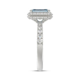 14K WHITE GOLD 1.00CT ROUND/RADIANT DIAMOND LADIES RING (CENTER STONE BLUE RADIANT DIAMOND 3.00CT)