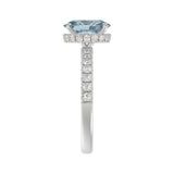 14K WHITE GOLD 2 1/2CT ROUND/OVAL DIAMOND LADIES RING (CENTER STONE BLUE OVAL DIAMOND 2CT)