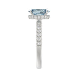 14K WHITE GOLD 2 1/2CT ROUND/OVAL DIAMOND LADIES RING (CENTER STONE BLUE OVAL DIAMOND 2CT)