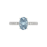14K WHITE GOLD 2 1/2CT ROUND/OVAL DIAMOND LADIES RING (CENTER STONE BLUE OVAL DIAMOND 2CT)