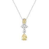 14K WHITE/YELLOW GOLD 2.00CT PEAR/OVAL DIAMOND LADIES PENDANT WITH CHAIN (PEAR PINK 1.00CT/OVAL DIAMOND 1/2CT)