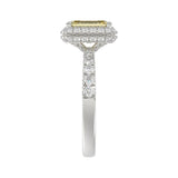 14K WHITE GOLD 1.00CT ROUND/EMERALD DIAMOND LADIES RING (CENTER STONE EMERALD DIAMOND 3.00CT)