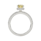 14K WHITE GOLD 2 1/2CT ROUND/YELLOW OVAL DIAMOND LADIES RING (CENTER STONE 2.00CT)