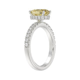 14K WHITE GOLD 2 1/2CT ROUND/YELLOW OVAL DIAMOND LADIES RING (CENTER STONE 2.00CT)