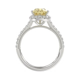 14K WHITE GOLD 2 1/2CT ROUND/PEAR DIMAOND LADIES RING (CENTER STONE PEAR YELLOW DIAMOND 2.00CT)
