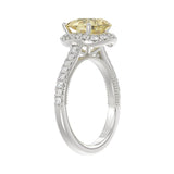 14K WHITE GOLD 2 1/2CT ROUND/PEAR DIMAOND LADIES RING (CENTER STONE PEAR YELLOW DIAMOND 2.00CT)