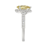 14K WHITE GOLD 2 1/2CT ROUND/PEAR DIMAOND LADIES RING (CENTER STONE PEAR YELLOW DIAMOND 2.00CT)