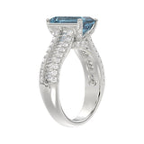 14K WHITE GOLD 4.00CT ROUND/RADIANT/BAGUETTE DIAMOND LADIES RING (CENTER STONE RADIANT BLUE DIAMOND 3.00CT)