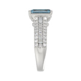 14K WHITE GOLD 4.00CT ROUND/RADIANT/BAGUETTE DIAMOND LADIES RING (CENTER STONE RADIANT BLUE DIAMOND 3.00CT)
