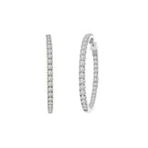 10K WHITE GOLD 5.00CT ROUND DIAMOND LADIES HOOP EARRINGS