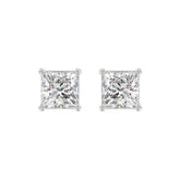 10K WHITE GOLD 4.00CTCT PRINCESS DIAMOND LADIES SOLITAIRE EARRINGS