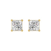 10K YELLOW GOLD 4.00CTCT PRINCESS DIAMOND LADIES SOLITAIRE EARRINGS