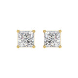 10K YELLOW GOLD 4.00CTCT PRINCESS DIAMOND LADIES SOLITAIRE EARRINGS