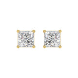 10K YELLOW GOLD 4.00CTCT PRINCESS DIAMOND LADIES SOLITAIRE EARRINGS
