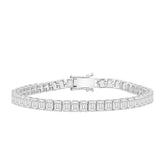 18K WHITE GOLD 8.00CT EMERALD DIAMOND LADIES BRACELET