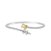 14K WHITE GOLD 3.00CT ROUND/MARQUISE/PEAR/YELLOW RADIANT DIAMOND LADIES BANGLE