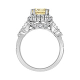 14K WHITE GOLD 4 3/4CT ROUND/PEAR/YELLOW CUSHION DIAMOND LADIES RING (CENTER STONE CUSHION DIAMOND 3.00CT)