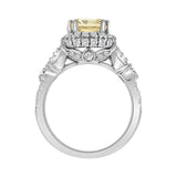 14K WHITE GOLD 4 3/4CT ROUND/PEAR/YELLOW CUSHION DIAMOND LADIES RING (CENTER STONE YELLOW CUSHION DIAMOND 3.00CT)