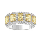 14K WHITE GOLD 3.00CT ROUND/RADIANT YELLOW DIAMOND LADIES RING