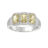 14K WHITE GOLD 1 3/4CT ROUND/RADIANT YELLOW DIAMOND LADIES RING