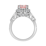 ETERNAL BLUSH COLLECTION 14K WHITE GOLD 4 3/4CT ROUND/PEAR/PINK CUSHION DIAMOND LADIES RING (CENTER STONE PINK CUSHION DIAMOND 3.00CT)