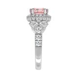 ETERNAL BLUSH COLLECTION 14K WHITE GOLD 4 3/4CT ROUND/PEAR/PINK CUSHION DIAMOND LADIES RING (CENTER STONE PINK CUSHION DIAMOND 3.00CT)
