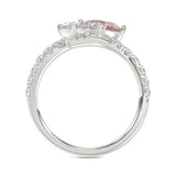 ETERNAL BLUSH COLLECTION 14K WHITE GOLD 1 3/4CT ROUND/PEAR/PINK PEAR DIAMOND LADIES RING (CENTER STONE PINK PEAR DIAMOND 1.00CT)