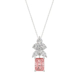 14K WHITE GOLD 2 1/4CT PEAR/MARQUISE/PINK RADIANT DIAMOND LADIES PENDANT WITH CHAIN (CENTER STONE RADIANT DIAMOND 1 1/2CT)