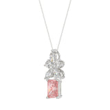 ETERNAL BLUSH COLLECTION 14K WHITE GOLD 2 1/4CT PEAR/MARQUISE/PINK RADIANT DIAMOND LADIES PENDANT WITH CHAIN (CENTER STONE PINK RADIANT DIAMOND 1 1/2CT)