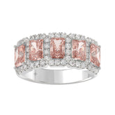 14K WHITE GOLD 3.00CT ROUND/PINK RADIANT DIAMOND LADIES RING