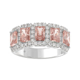 14K WHITE GOLD 3.00CT ROUND/PINK RADIANT DIAMOND LADIES RING