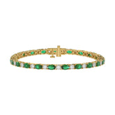 14K YELLOW GOLD 6 7/8CT ROUND/EMERALD OVAL DIAMOND LADIES BRACELET (EMERALD OVAL 6 1/6CT)