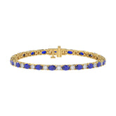 14K YELLOW GOLD 6 7/8CT ROUND/OVAL DIAMOND LADIES BRACELET (BLUE SAPPHIRE OVAL 6 1/6CT)