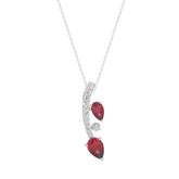 14K WHITE GOLD 7/8CT ROUND/PEAR DIAMOND LADIES PENDANT WITH CHAIN (PEAR RUBY 5/8CT)